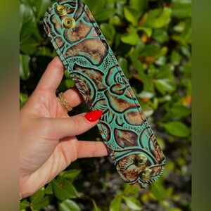 Embossed Leather Wide Band Bracelet